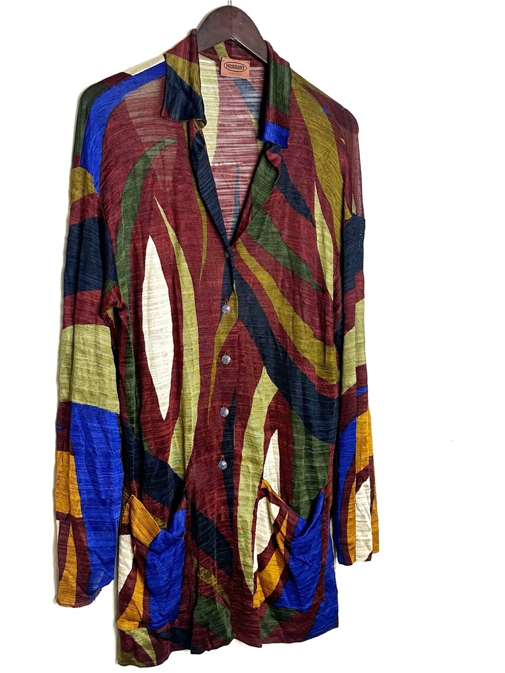 Vintage Missoni orange label Multicolor Abstract Knit Cardigan Jacket - Picture 3 of 9